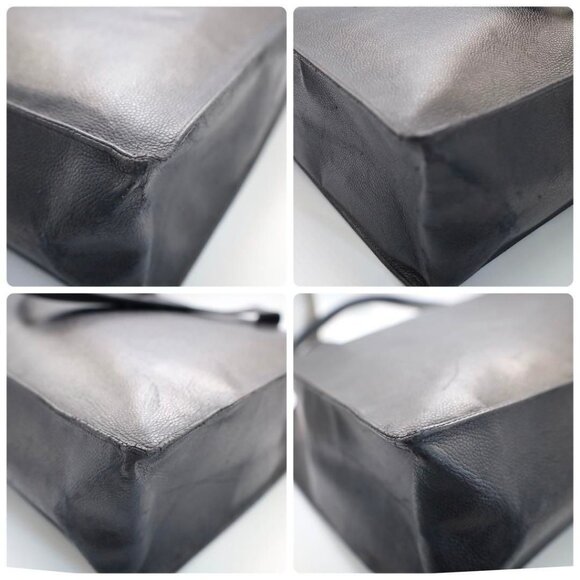 Authentic CHANEL Classic CC Caviar Logo Shoulder Tote Bag Black Leather Purse - Picture 13 of 13